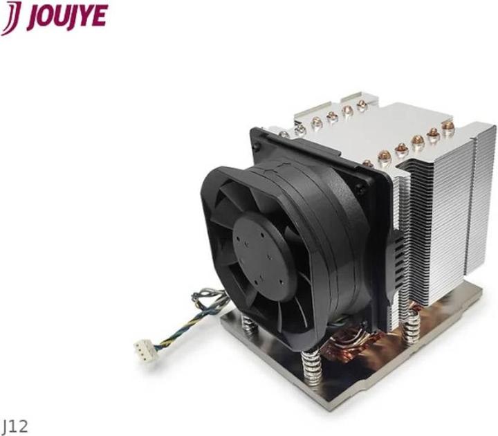 Actual product image Dynatron J12 AMD Genoa SP5 cooler 3U active Aluminum Stacked Fins with Heat Pipes and Copper Heat Sp (105 mm)