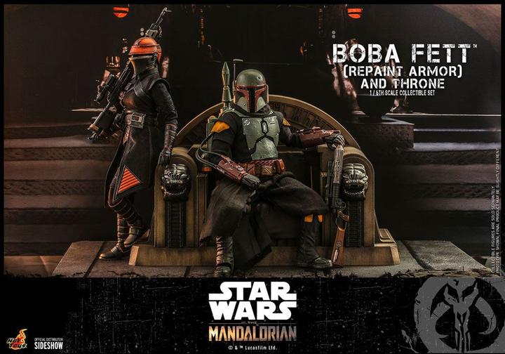 Actual product image Hot Toys Star Wars The Mandalorian Action Figure 1/6 Boba Fett (Repaint Armor) and Throne 30 cm