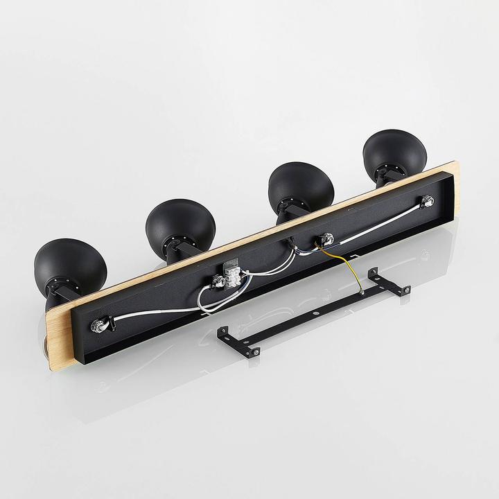 Image du produit Lindby Aylis plafonnier, noir, bois, 4 fl. (E14)