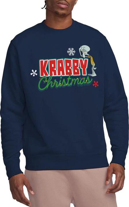Actual product image Spongebob Squarepants Unisex Adult Krabby Christmas Squidward Sweatshirt (S)