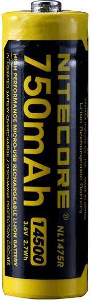 Actual product image Nitecore Li-Ion battery type 14500 - 750mAh - NL1475R
