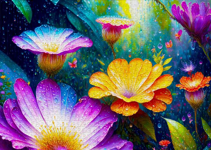 Actual product image Enjoy Puzzle Puzzle 1000 pieces - Flowers in the Rain (1000 pieces)
