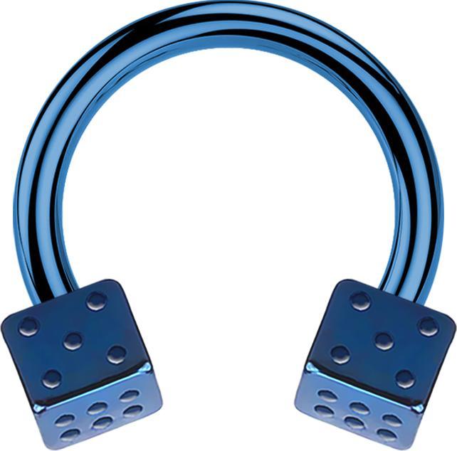 Actual product image Star Piercing Micro Circular Barbell dark blue with two cubes (without brass, Surgical steel 316L)