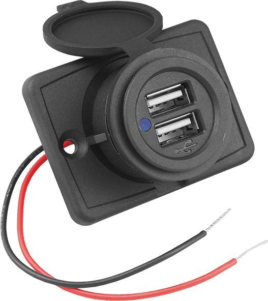 Lasmex Caricabatterie da incasso per auto/moto/barche con coperchio: 2xUSB-A 2x5V/2,4A, in: 12V/24V