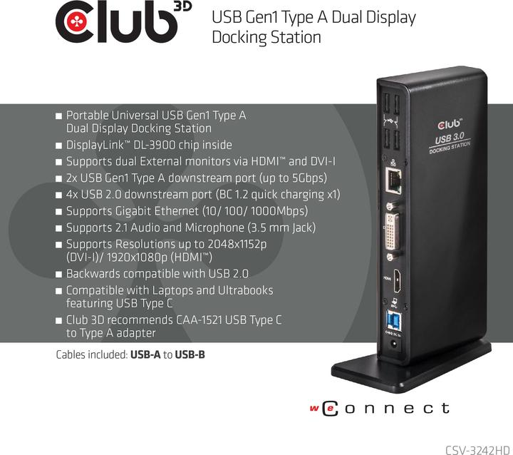Actual product image Club 3D Csv-3242hd (USB-B, 11 Ports)