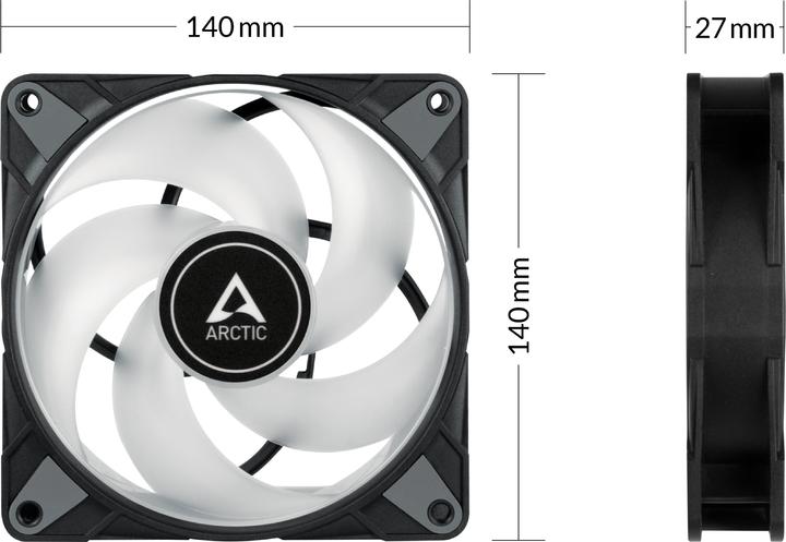Image du produit Arctic Ventilateur P14 PWM PST RGB 0dB (Black) (140 mm, 1 x)