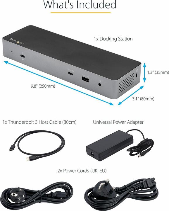 Produktbild StarTech Thunderbolt 3 Dock w/USB-C Host Compatibility (Thunderbolt, 2 Ports)