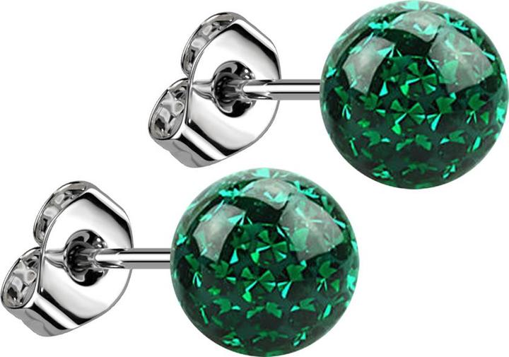 Immagine prodotto Star Piercing Orecchini a perno in argento con sfera di cristallo verde e strato protettivo epossidico (Acciaio chirurgico 316L)