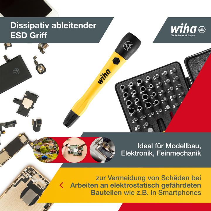 Actual product image Wiha Micro bit set 65 pcs. incl. storage box Precision mechanics screwdriver set Bit holder (4 mm)