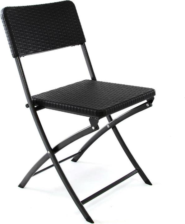 Actual product image VCM Klappstuhl schwarz in Rattan-Optik Gartenstuhl Balkonstuhl 80 x 40 cm