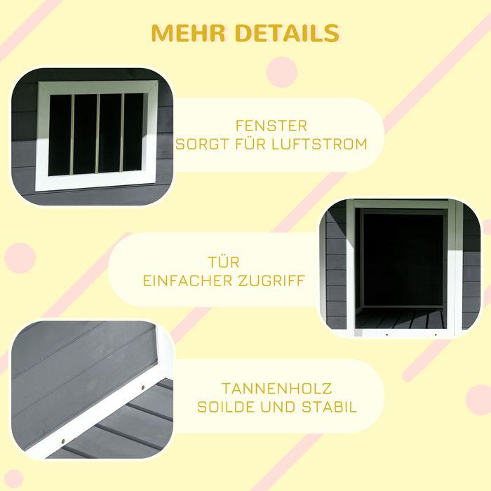 Image du produit Swisshandel24 Niche en bois massif pour petits animaux Niche pour chien avec terrasse Toit en asphalte Niche (Niche pour chien)