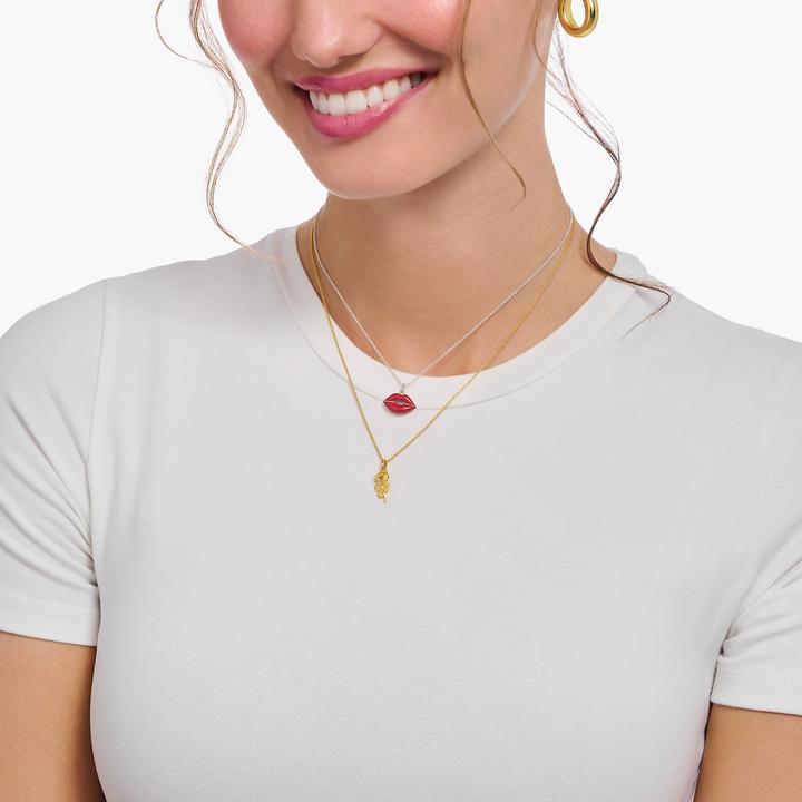 Produktbild Thomas Sabo Kette mit Rosen-Anhänger vergoldet (925er Silber, 750 Gelbgold Vergoldung, 38 - 45 cm)