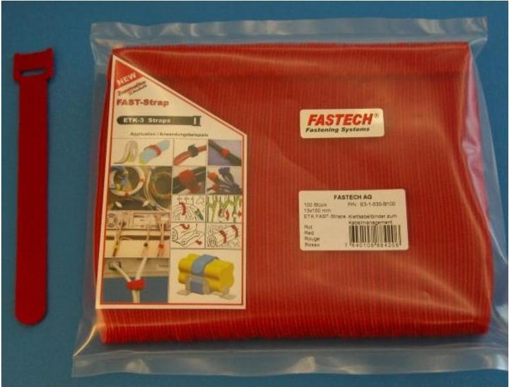 Immagine prodotto Fastech ETK-3-1 Cinghia per cabel, rosso (Fascette in velcro, 150 mm, 100 pz.)