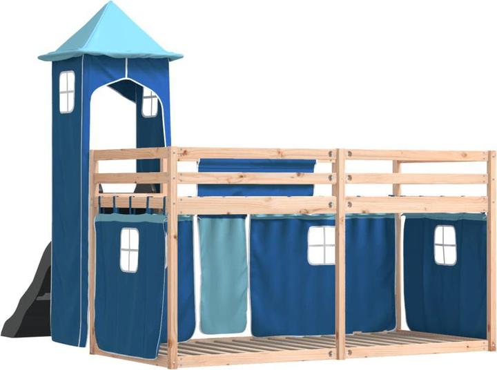 Immagine prodotto VidaXL Letto a castello con scivolo e tende (90 x 200 cm)