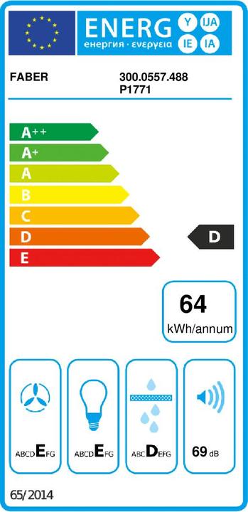 Energie-Label TCH04 WH19A 741 295 m/h Eingebaut Weiss D (Unterbauhaube)