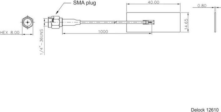 Produktbild Delock WLAN-Antenne SMA zum Kleben, 1,2dBi (WLAN)