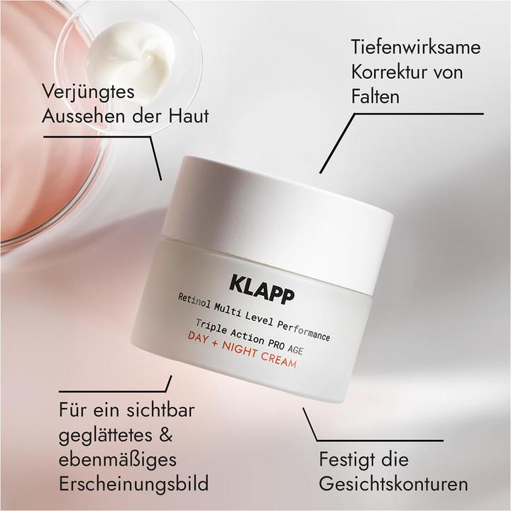 Actual product image Klapp RESIST AGING Retinol Triple Action PRO AGE Day + Night Cream (50 ml, 24h cream)