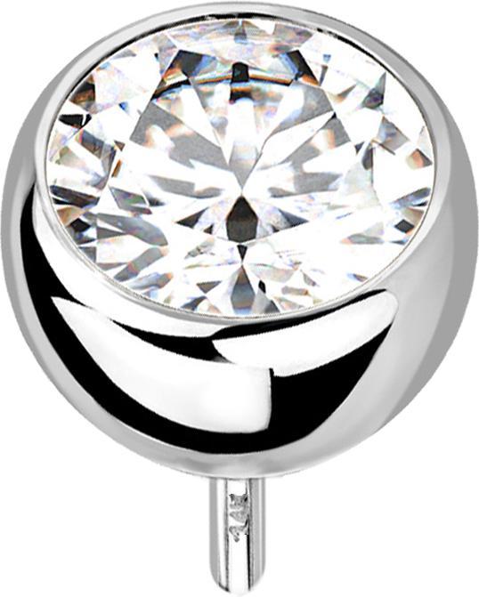Produktbild Star Piercing Threadless Halbkugel 14k weissgold mit Kristall silber (ohne Messing, 14k Gold)