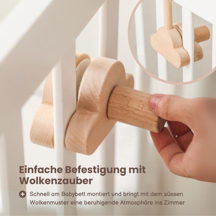 Produktbild Hermex Mobile Halterung Babybett Wolken Glockenhalter Spieluhr Arm