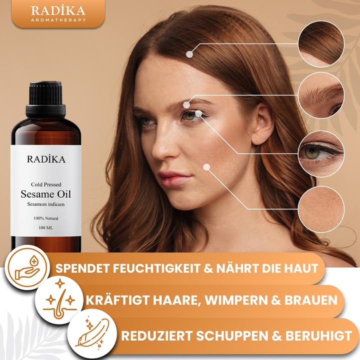 Produktbild Radika Sesamöl, Kaltgepresst, 100% Rein, BIO, natürlich, 100 ml (Körperöl, 100 ml)