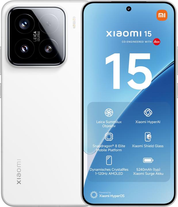 Xiaomi 15 (512 GB, White, 6.36", Dual SIM, 50 Mpx, 5G)