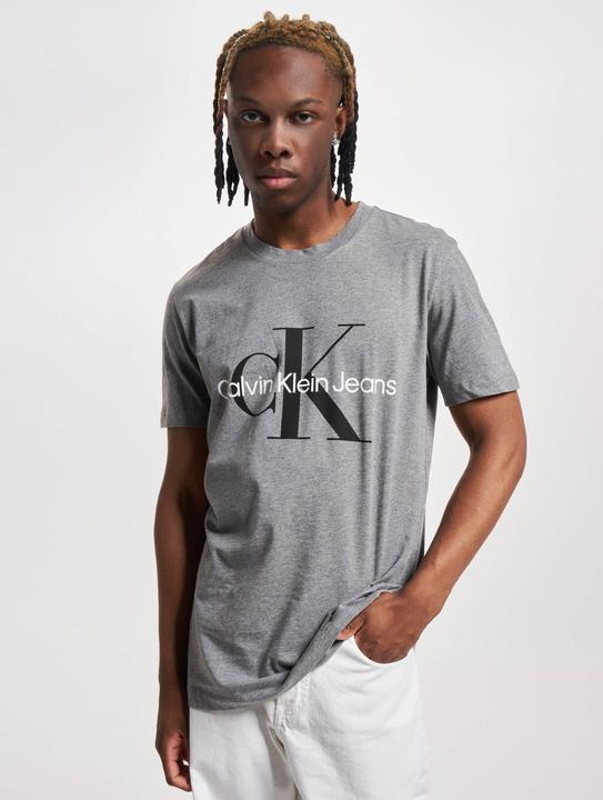 Image du produit Calvin Klein Jeans Jeans T-shirt manches courtes homme Core Monologo Slim Fit, Gris (Mid Grey Heather), L (L)