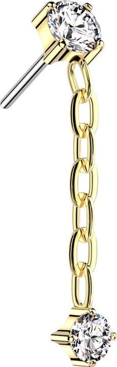Immagine prodotto Star Piercing Catena con ciondolo in argento placcata in oro e cristallo senza fili argento (Titanio G23, senza ottone)