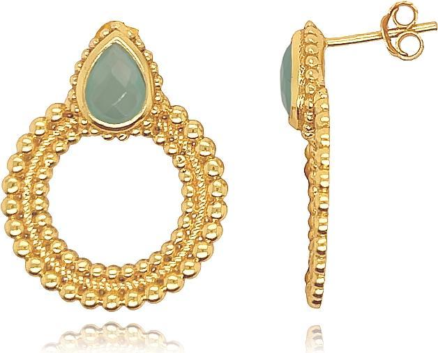Immagine prodotto Leyda Boucles d'oreilles cercle goutte (placcato oro 750 / oro 18 K, Argento 925, Pietra)