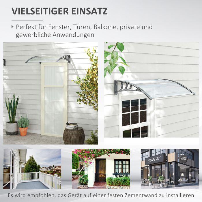 Image du produit Swisshandel24 Vordach für Haustür 100 x 75 cm Pultbogenvordach aus Aluminium und Polycarbonat, silber