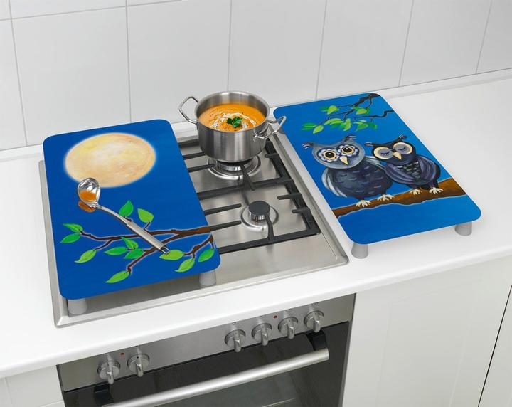 Image du produit Wenko Plaque de recouvrement en verre Universal mod. Hibou, lot de 2 pour tous les types de cuisinières