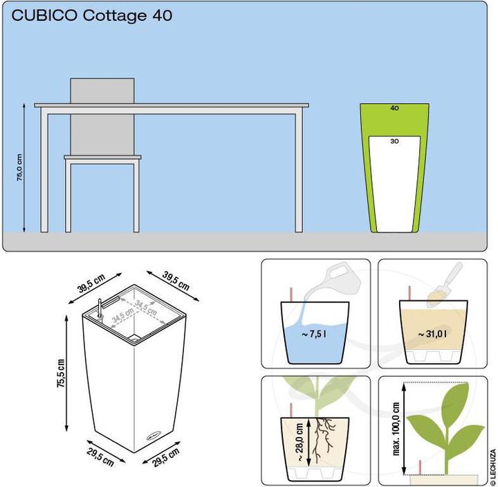Actual product image Lechuza Flowerpot Cubico Cottage 40 (40 cm)