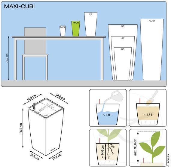 Actual product image Lechuza Planter Maxi cubi Red (14 cm)