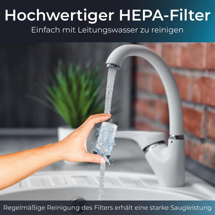 Actual product image KLAMER Handstaubsauger, 140W Akku Handstaubsauger, Leistungsstark mit 16.000 PA und 36 min Laufzeit