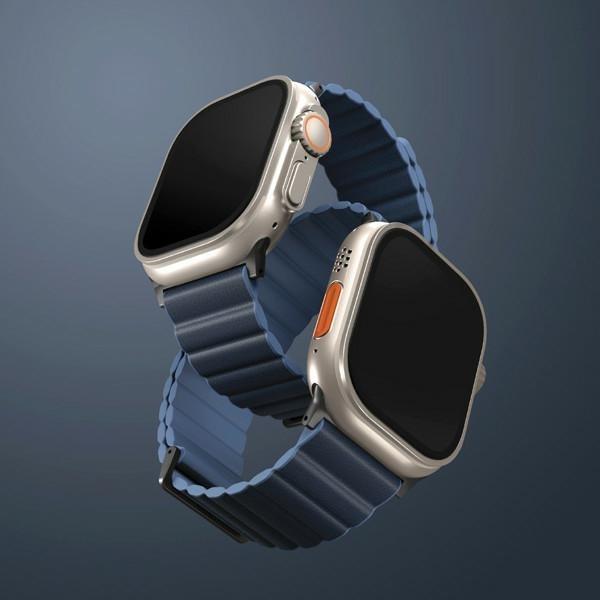 Actual product image Uniq pasek Revix Premium Apple Watch Series 1/2/3/4/5/6/7/8/SE/SE2/Ultra 42/44/45/49mm Edition Rever (Genuine Leather, Silicone, Stainless steel, 44mm)
