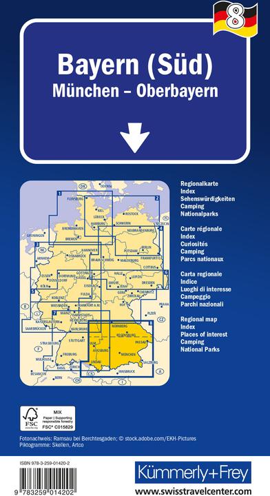 Actual product image Bavaria (South) No. 8 Regional Map of Germany 1:275 000