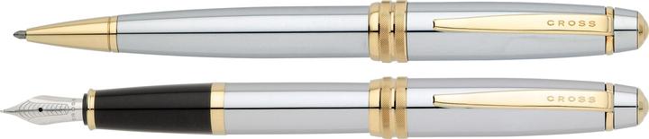 Actual product image Cross Writing instrument set Bailey Medalist biros + fountain pen polished chrome/gold (Bright chrome with gold applications, 1 x)