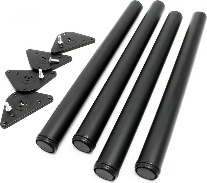 Actual product image Wiltec Stainless steel Table legs set of 4 Black Furniture foot adjustable Ø60mm 820mm