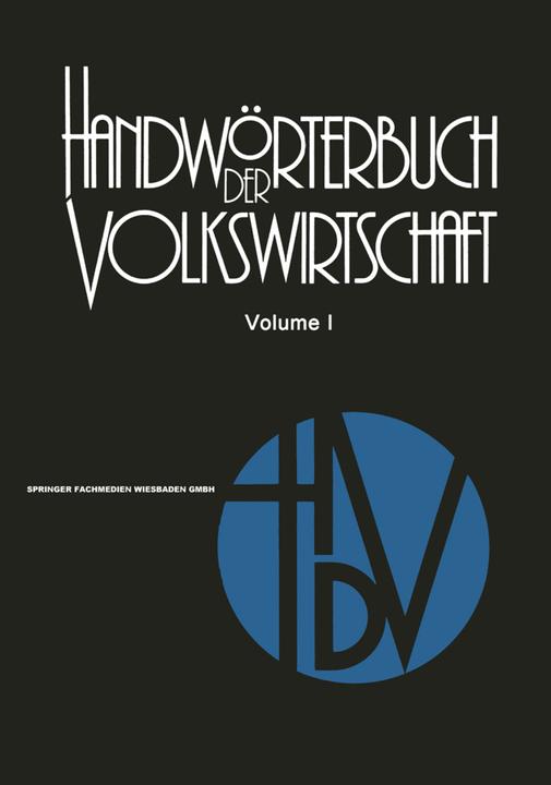 Image du produit Handwörterbuch der Volkswirtschaft (Allemand, 1978)