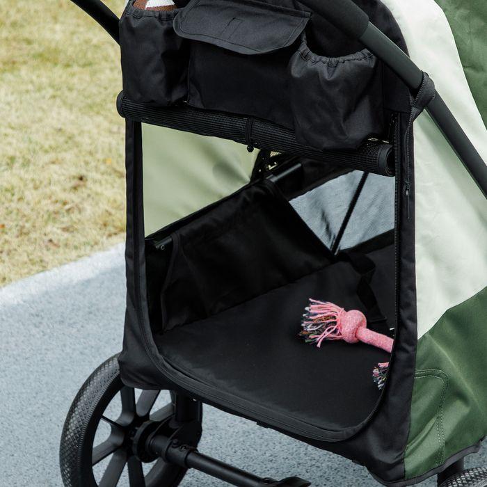Immagine prodotto Swisshandel24 Hundewagen Hundebuggy klappbar für grosse Hunde & Katzen bis 30 kg Katzenbuggy, dunkelgrün (Gatto, Cane, Pieghevole)