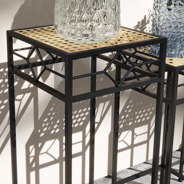 Image du produit Outsunny Set de supports pour fleurs avec plateau en osier