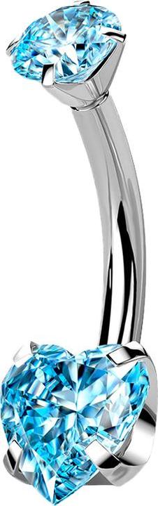 Produktbild Star Piercing Banane silber mit Kristall und Kristallherz aqua (ohne Messing, Titan G23)
