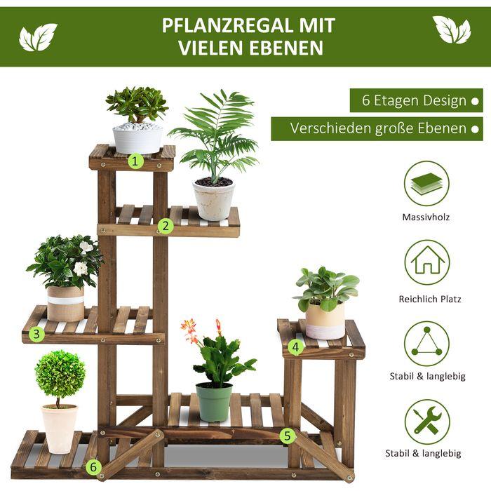 Immagine prodotto Swisshandel24 Scaffale per piante Supporto per fiori Legno massiccio 6 livelli Scaffale per fiori a quattro