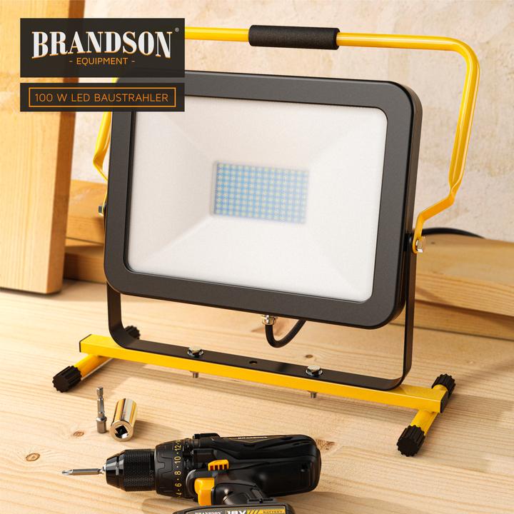 Immagine prodotto Brandson Faretto da costruzione, luce da lavoro a LED da 100W, maniglia per il trasporto, 10000 lumen (9500 lm)