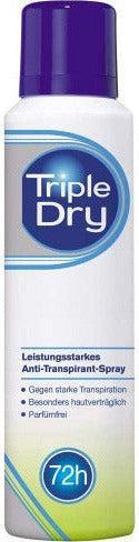 Immagine prodotto Triple Dry Spray antitraspirante Protezione 72h, 150 ml (Getto vaporizzato, 150 ml)