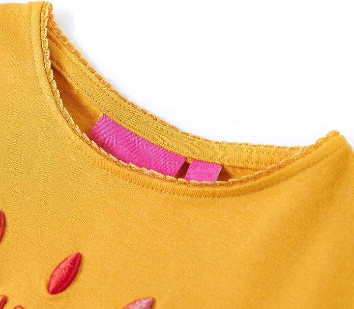 Image du produit VidaXL T-shirt manches longues enfant Ocre foncé 128,Matériau : 95 (128)