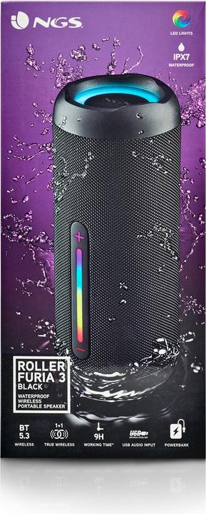 Actual product image NGS Enceinte Nomade Bluetooth Roller Furia 3 (Noir) (9 h, Rechargeable battery operated)