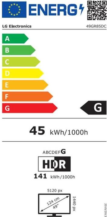 Energie-Label LG UltraGear 49GR85DC-B (5120 x 1440 Pixel, 49")