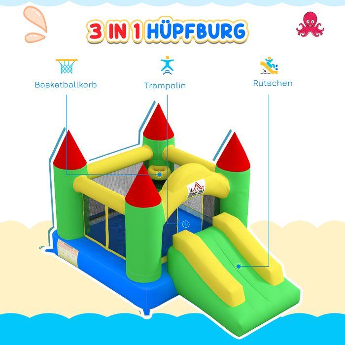 Actual product image Swisshandel24 Inflatable bouncy castle, slide trampoline safety net 3-10 years Oxford 300x180x160cm
