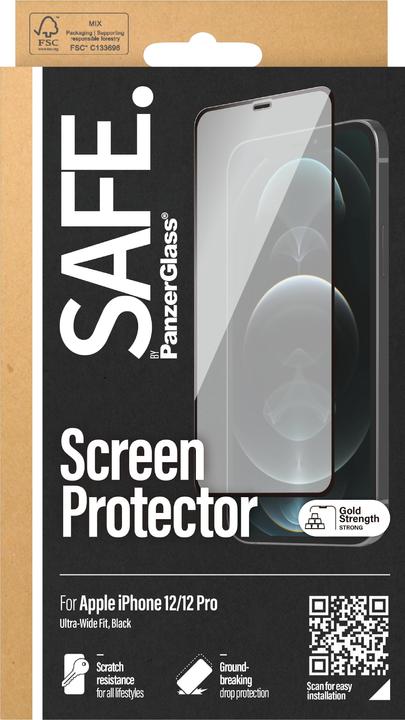 Actual product image Safe. Screen protector Case Friendly (1 Piece, Apple iPhone 12, Apple iPhone 12 Pro)