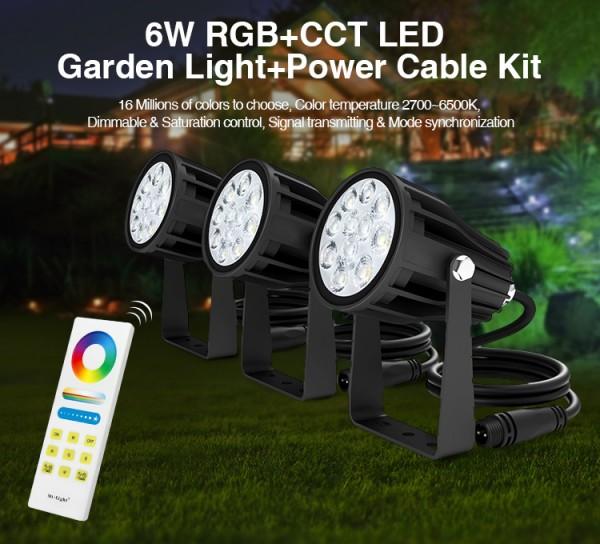 Immagine prodotto Milight Set di 3 spot da giardino LED intelligenti senza fili da 6W (550 lm, IP66)